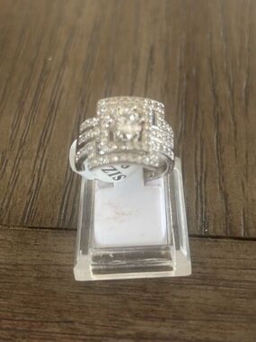 Silver-Tone White CZ Multi-Row Statement Ring Size 8 NWT